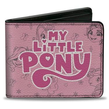Imagem de Buckle-Down Carteira Hasbro, Bifold, Logotipo do Título My Little Pony com Pônei e Cutie Mark Pink, Couro Vegano, rosa, 4.0" x 3.5", Casual