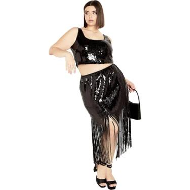 Imagem de City Chic Saia plus size, saia Savanna, Preto, 58