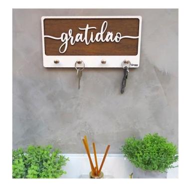 Imagem de Porta Chaves Gratidão Parede Moderno Criativo - CARMISINI