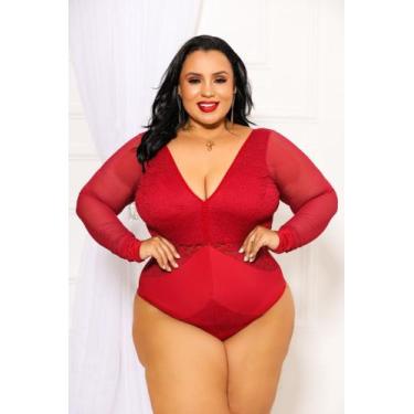 Imagem de Body Plus Size-Manga Longa- Luxuoso- Decote Premium - Ousadia Lingerie
