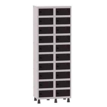 Imagem de Armário Porta Objetos de Aço 2 Vãos 20 Portas Pitão Pandin 1,90 m Cinz