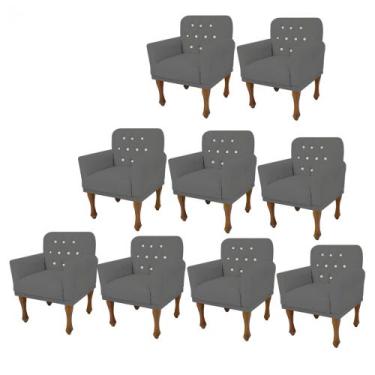 Imagem de Kit 09 Poltrona Cadeira Decorativa  Mona com Strass Sala de Estar Rece