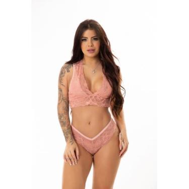 Imagem de Conjunto de Sutiã Sem Bojo e Calcinha Renda Feminino Sexy Lingerie Sen