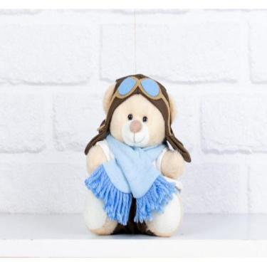Imagem de URSO AVIADOR CLASSICO TEDDE 12 cm - CKD CONFECCOES, Azul claro