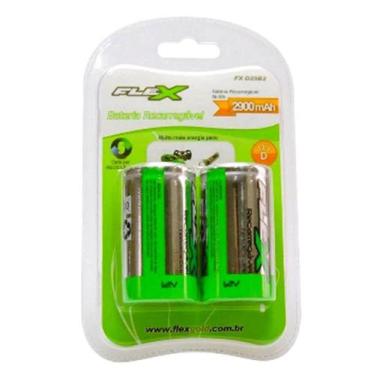Imagem de Pilha Recarregavel Tipo D Flex 2900mah Grande Lr20 Com 2 Und - A.R Var