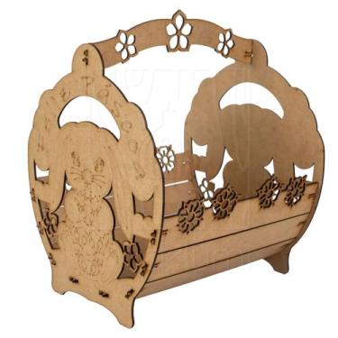 Imagem de Cesta G Páscoa Mdf Ifood Presente Chocolate Ovo - Madelumi