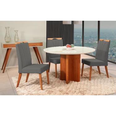 Imagem de Mesa de jantar + 4 cadeiras Milão Tampo Redondo 120 Grafite - Gran Dec
