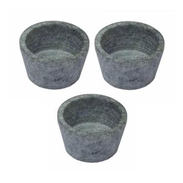Imagem de Kit 3 Mini Molheira Tigela Molho Petisco em Pedra Sabão 80ml - Industr