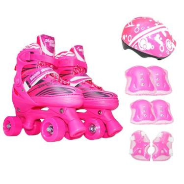 Imagem de Patins Infantil Roller 4 Rodas + Capacete Proteção Ajustável - Astro M