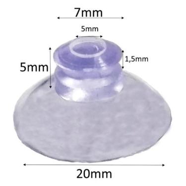 Imagem de Kit 20 Ventosas 20Mm  2Cm  Silicone Para Vidro Acrílico Pvc