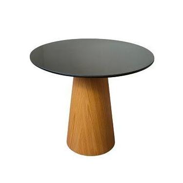 Imagem de Mesa de Jantar Cone 90 cm Base Madeira Freijó Tampo Laca + Vidro - Per