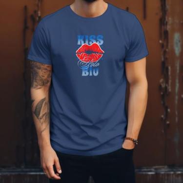 Imagem de Camisa Camiseta Masculina Polo Blu Kiss Moderna em Algodão do P ao G1,