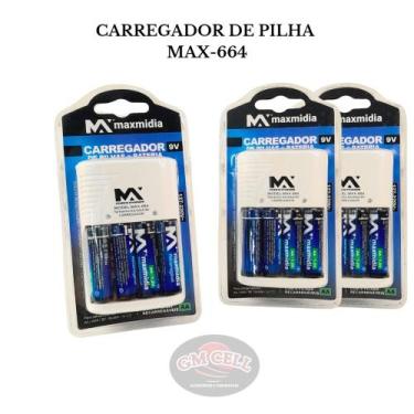 Imagem de Carregador De Pilha AA/AAA C/4 - pilhas maxmidia