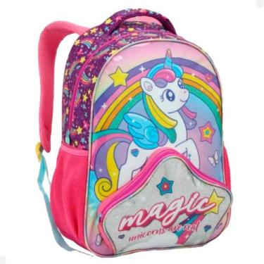 Imagem de Mochila Escolar Grande Menina Infantil Passeio Unicórnio 17" - SEANITE