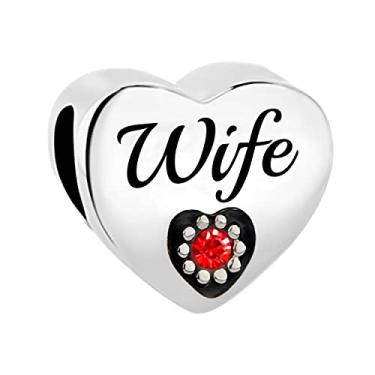 Imagem de MiiFort Pingentes de coração com pedras de nascimento vermelhas para pulseiras Pandora Charms Moments Your Are My Love, One Size, Cobre, Sem Pedra Preciosa