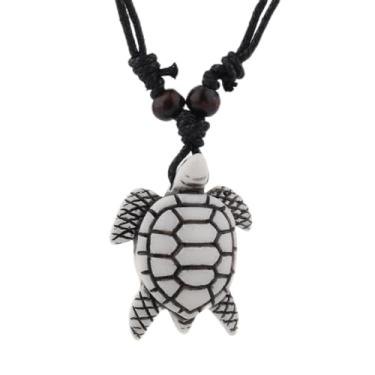 Imagem de Scddboy Colar masculino com pingente de tartaruga marinha havaiana - cordão ajustável surfista, Resina, Sem Pedra Preciosa