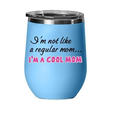 Imagem de Copo de vinho Cool Mom, presente de mãe legal, I'm a Cool Mom, copo de vinho de aço inoxidável de 340 g, presentes para ele, para ela, para meninos, para meninas, aniversário, ideia de presente de