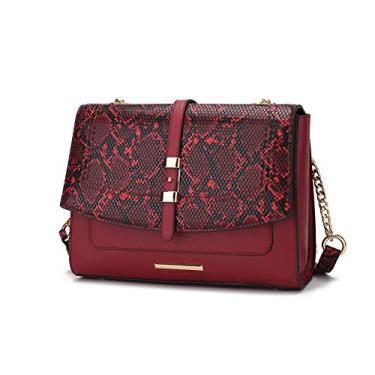 Imagem de MKF Bolsa transversal feminina – Bolsa de couro PU – Bolsa carteiro lateral de designer, cruzada nos ombros, Vinho melodia