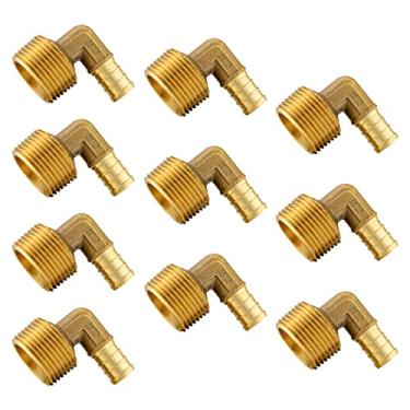 Imagem de (Pacote com 10) EFIELD Pex 1/5.1 cm x 1/5.1 cm Macho Rosqueado NPT Cotovelo Latão Conexões de crimpagem, ASTM F1807