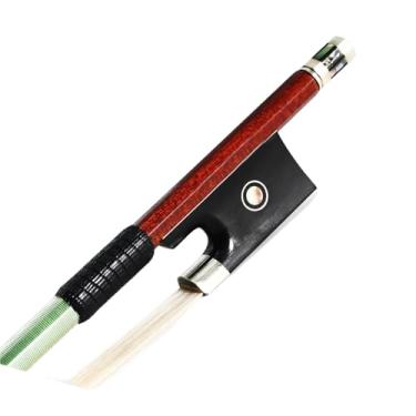 Imagem de Arco de violino tamanho 4/4 pau-rosa brasileiro núcleo de fibra de carbono arco de ébano cauda e cabelo reto acessórios para violino Arco violino prático