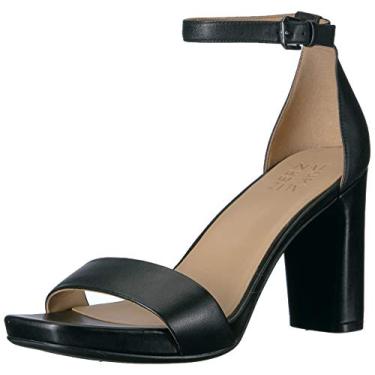 Imagem de Naturalizer Sandália feminina Joy com tira no tornozelo e salto alto, Couro preto, 6 Wide