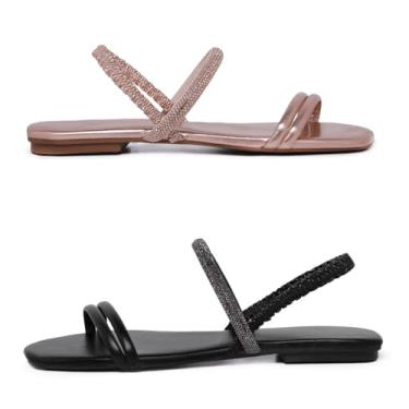 Imagem de Novo Hábito, Kit 2 Sandálias Rasteirinhas Holográficas com Tira Ajustável Cor:Bronze e Preto;Tamanho:41
