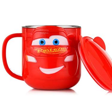 Imagem de Everyday Delights Copo 3D isolado de aço inoxidável vermelho Lightning McQueen com tampa, 250 ml