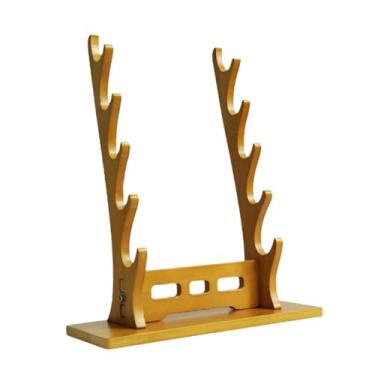 Imagem de Luwecf Suporte para espada de suporte de rack samurai, suporte para espada medieval, suporte tanto wakizashi, Marrom 5 Camadas