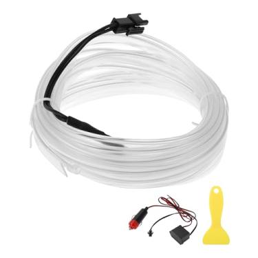 Imagem de A ABSOPRO Cabo de fio EL de 3 metros LED que brilha na faixa de iluminação do carro luz neon flexível para decoração de carro isqueiro (12 v) azul gelo