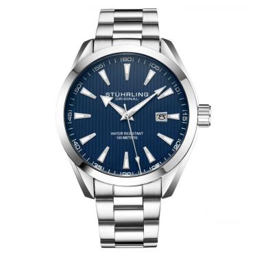 Imagem de Relógio Masculino Stuhrling Forte 3953 Quartzo 42mm, Prata e Azul