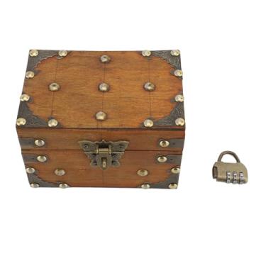 Imagem de Caixa de Armazenamento retrô Decorativa, Material de Placa de Densidade, Design de Bloqueio de Combinação, Uso Versátil, baú de Tesouro Vintage para Lembranças (5,83 X 4,02 X