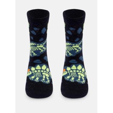 Imagem de Meia Cano Longo Bebê Menino Dinossauro Fósseis Brilha no Escuro - Puke