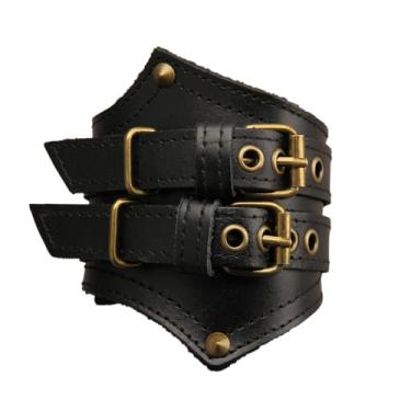 Imagem de GelConnie Pulseira de couro para homens e mulheres pulseira de couro larga grossa viking masculina pulseira de couro gótico pulseira vintage rock, Couro, Sem Pedra Preciosa