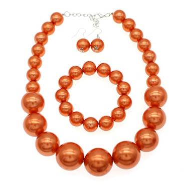 Imagem de Colar de pérolas para mulheres, colar de pérolas grossas e grandes, colar de pérolas multicamadas e brinco conjunto de bijuterias da década de 1920, Zinco, Sem Pedra Preciosa