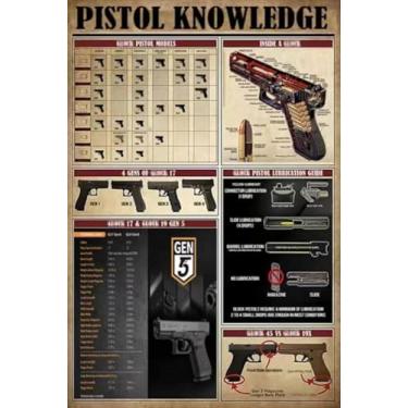 Imagem de Glock Pistola Conhecimento Sinal de Estanho Pistola Glock Vista Explodida Pôster Retro Clube Café Bar Sala de Estar Banheiro Cozinha Arte Casa Decoração de Parede Placa Presente