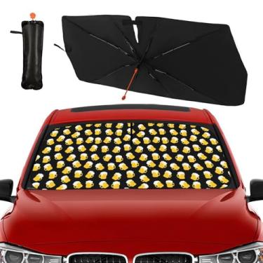 Imagem de Guarda-sol de para-brisa de carro de cerveja guarda-chuva dobrável para guarda-sol para carro bloqueio UV janela frontal de carro para-sol capas de para-brisa para caminhões carros, sedan, SUV 144,8