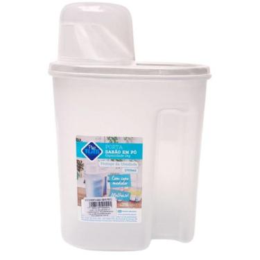 Imagem de Porta Sabão em Pó 1,7 L Tampa Com Medidor Resistente 1 Peça - PLASTUTT