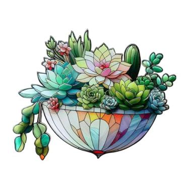 Imagem de Fenteer Plantas em vaso pendurado sinal de plantadeira plana plantora adorno 2d acrílico decoração de bonsai para o escritório prateleira em casa, Style B