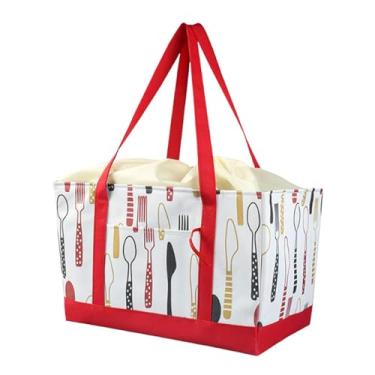 Imagem de YWJLQH Saco de compras reutilizável isolável Bag de bolsa de bolsa de compras de tamanho grande Saco de entrega de alimentos leves isolados para trekking, Vermelho