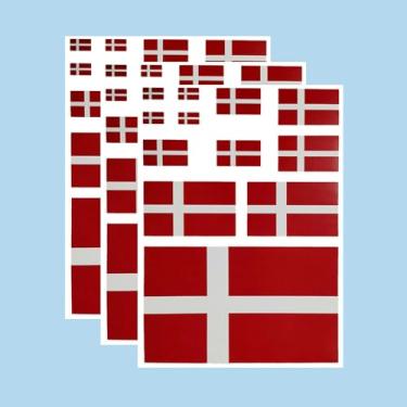 Imagem de Ruoming Ruoming Conjunto de adesivos de bandeira nacional, vários tamanhos, 3 folhas (Dinamarca)