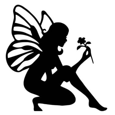 Imagem de Adesivo Decorativo Fada Flor decoração parede box banheiro (preto)