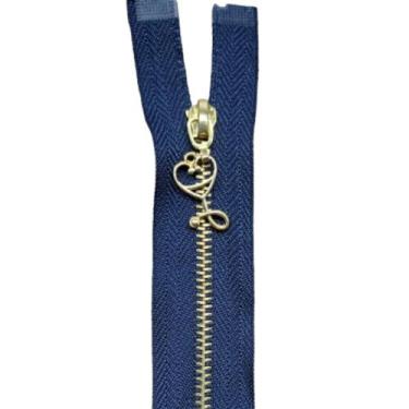 Imagem de Ziper metal fino 3 80cm dourado pingente  esteto  para jaleco varios t