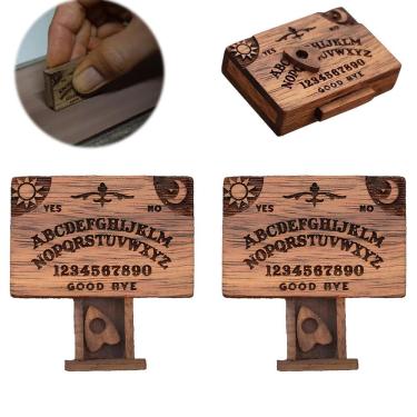 Imagem de Tabuleiro Spirit em miniatura com gaveta Tabuleiro Ouija de madeira marrom