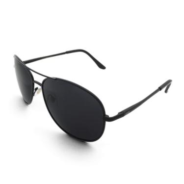 Imagem de J+S Óculos de sol aviador clássico estilo militar premium, polarizado, 100% de proteção UV para meninos e meninas (armação pequena - armação preta/lente preta)