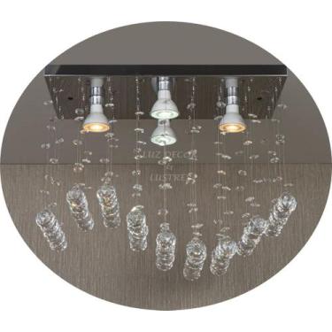 Imagem de Luminária Plafon Cristal Legítimo Com Base Inox Espelhada - LUZ DECOR