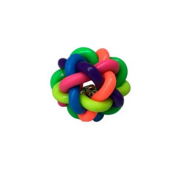 Imagem de Brinquedo Pet Bola Colorida Trançada com Guizo para Cachorro e Gato - 