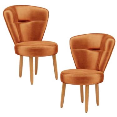 Imagem de Jogo 2 Cadeiras para Cozinha Mesa de Jantar Resistente Tecido Veludo Confortável (Terracota)