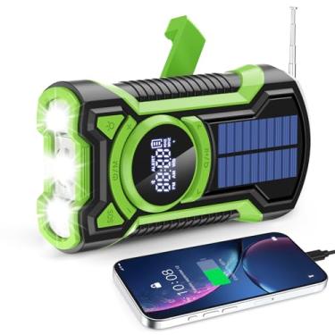 Imagem de Rádio meteorológico de emergência IPX5 à prova d'água, Bluetooth, portátil, AM/FM/NOAA, carregamento solar, com lanterna e carregador de celular de 5000 mAh, rádio alimentado por USB ou bateria com