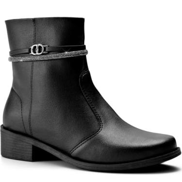Imagem de Bota Feminina Lumiss Montaria Rasteira Cano Baixo Strass preto36