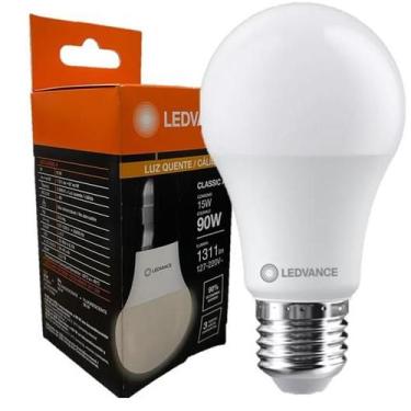 Imagem de Kit 4 Lampada Led Bulbo 15w Luz Quente 3000K Amarela Bivolt - Ledvance